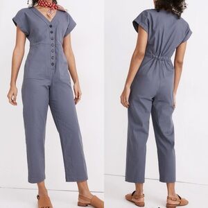 Madewell Slate Button-Up Jumpsuit